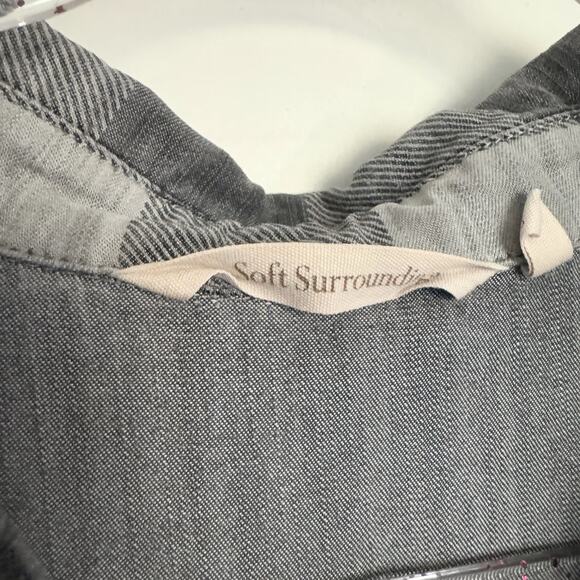 Soft Surroundings Gray Check Plaid Long Sleeve Button Up Shirt Womens Sz Medium - Picture 6 of 12